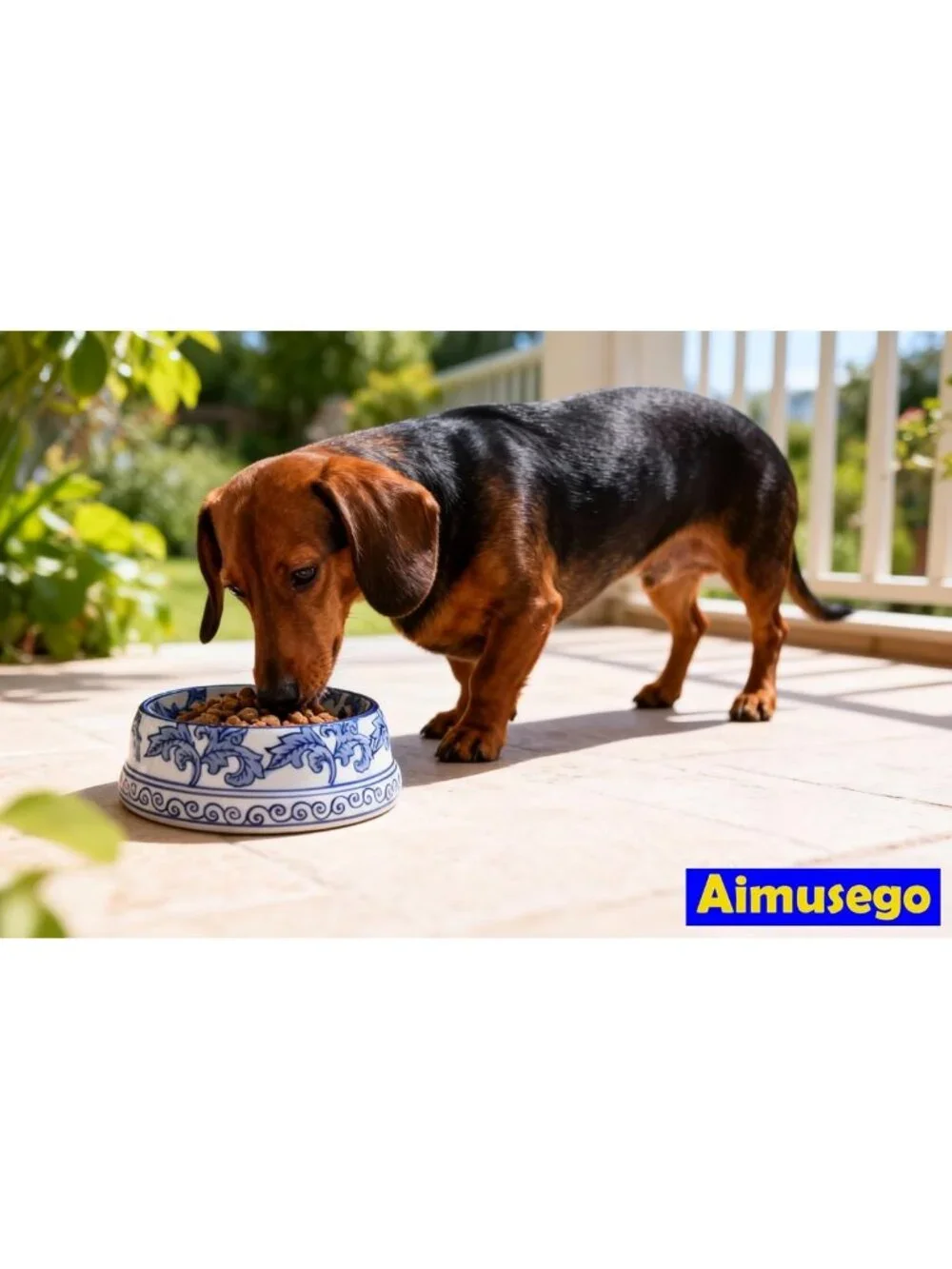 Hand-Painted Ceramic Dog Bowl - Blue & White Chinoiserie Pet Dish, 11oz Floral